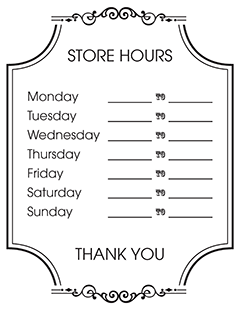 Store Hours Sign