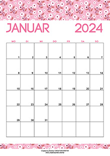 Kostenlose Kalender zum Ausdrucken - Romantische Blumen 2024 | Brother Creative Center