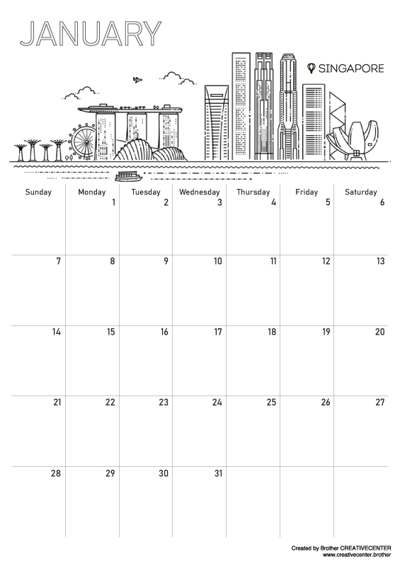 Kostenlose Kalender zum Ausdrucken - Städtische Traumlandschaft 2024 | Brother Creative Center