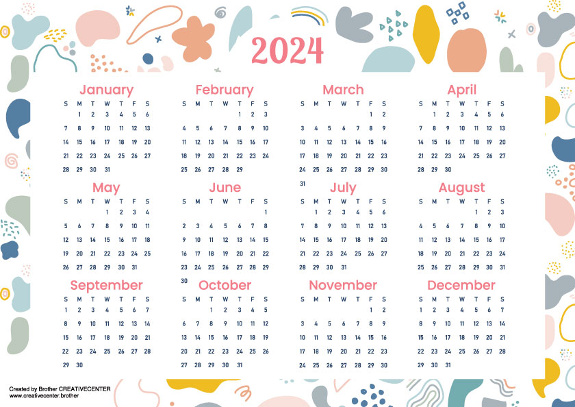 Kostenlose Kalender zum Ausdrucken - Verträumte Zeichnungen 2024 | Brother Creative Center