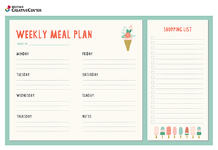 Free Printable Organization Tool - Weekly meal planner (Half Letter, for Print & Cut) | Brother Creative Center