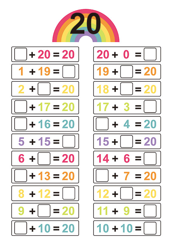 Free Printable Educational Activity - Number Bonds to 20 - Addition | Brother Creative Center