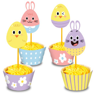 Free Printable DIY Party Decoration - Cute Easter Cupcake Toppers and Wrappers | Brother Creative Center