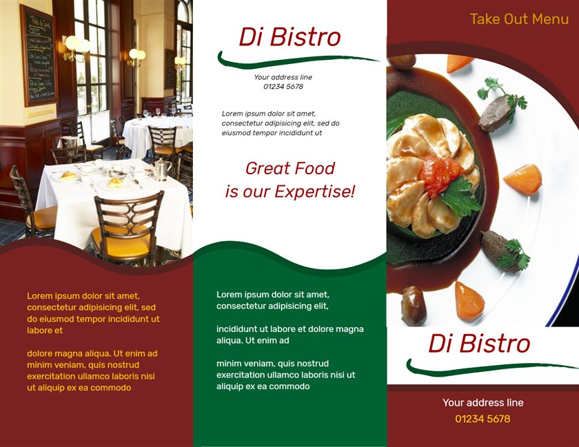 Free Printable Brochure for Restaurant Creative Center