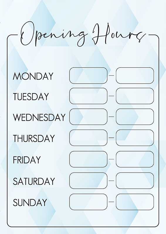 Printable Business Sign for Free - Opening Hours | Brother Creative Center