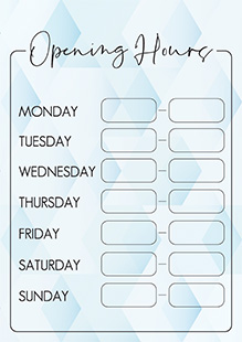 Printable Business Sign for Free - Opening Hours | Brother Creative Center