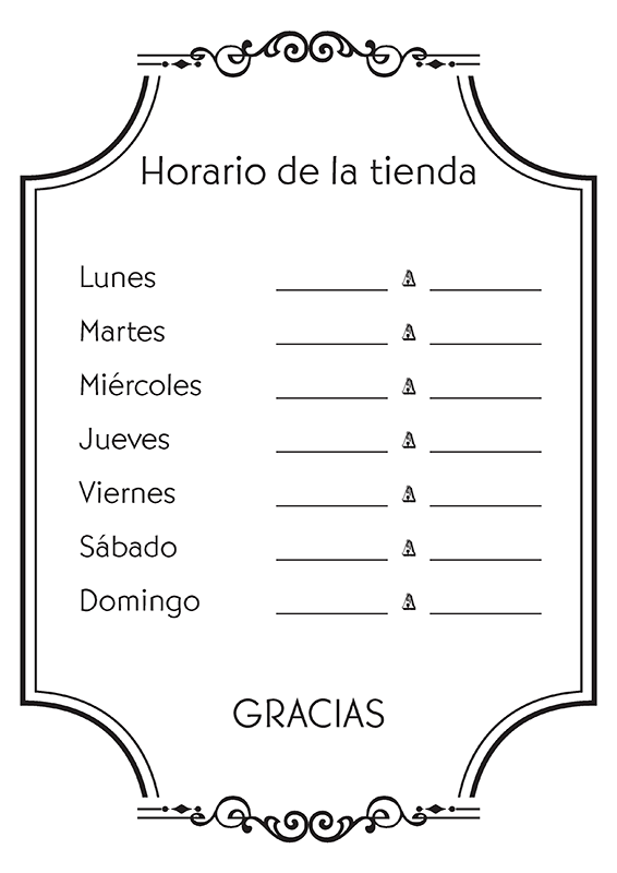 Signo de l'horario de la tienda