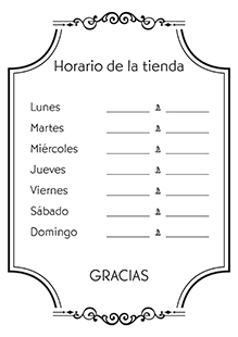 Signo de l'horario de la tienda