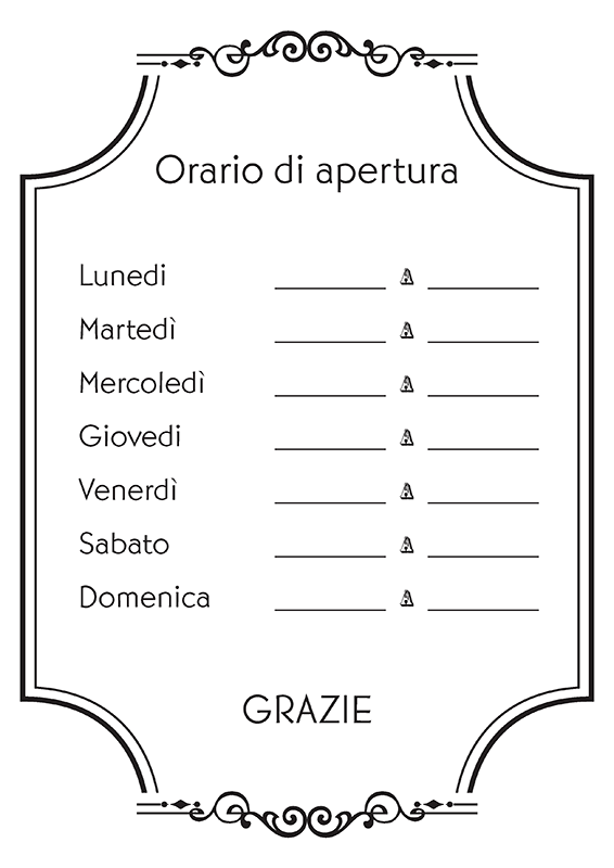 Cartello orario di apertura