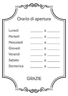 Cartello orario di apertura