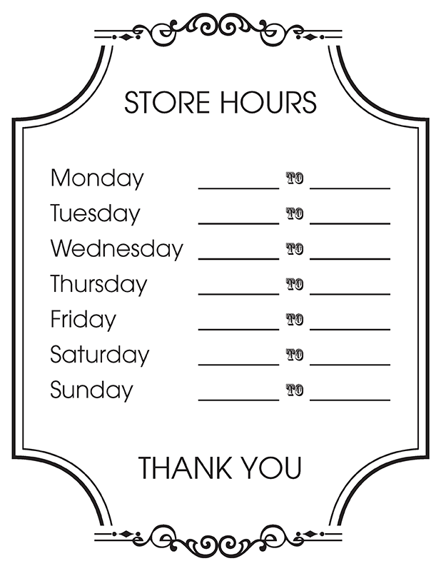 Store Hours Sign