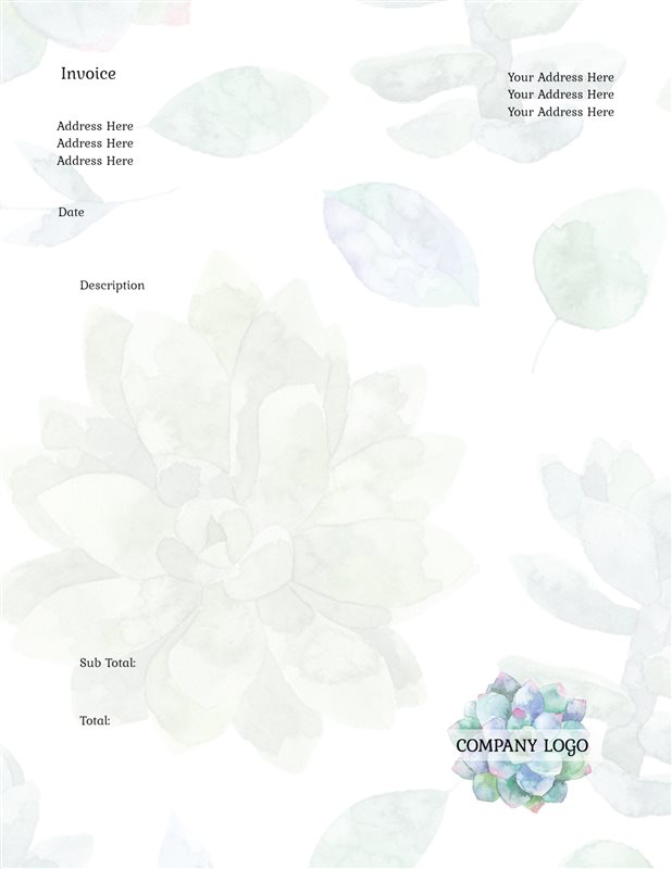 Free Printable Invoice Template - Tranquility | Brother Creative Center