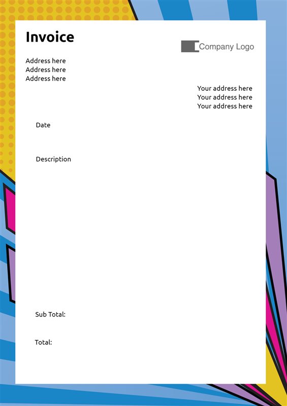 Free Printable Invoices - Pop Art | Brother Creative Center