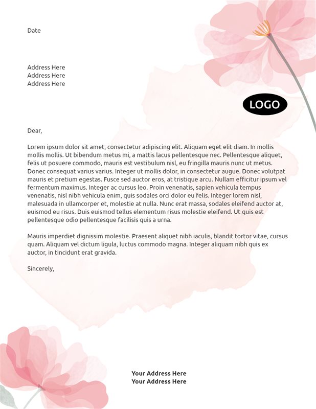 Free Printable Letterhead Template - Trendy Florals | Brother Creative Center