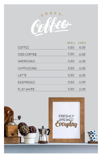 Free Printable Poster & Flyer Template - Coffee menu (Print & Cut to half letter size) | Brother Creative Center