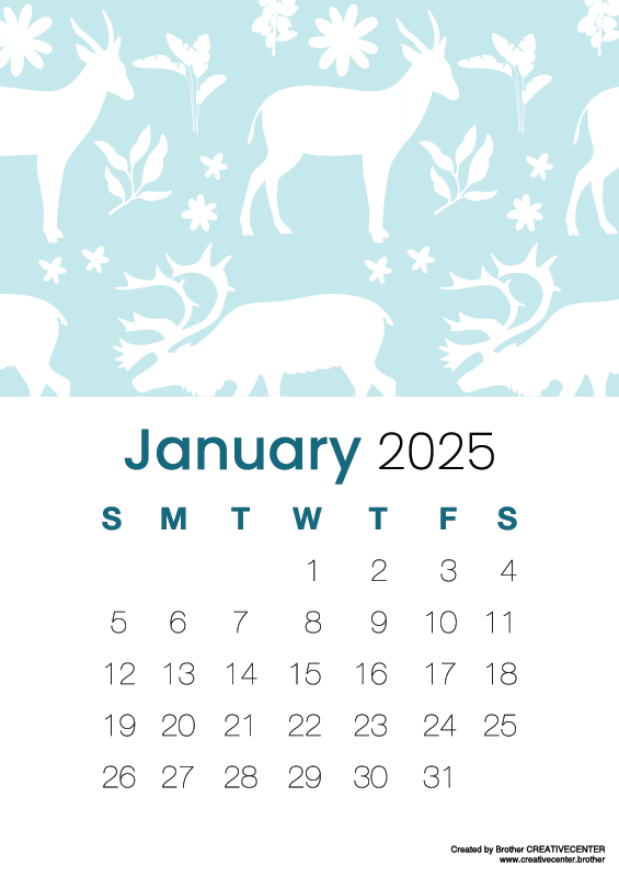Printable Calendar for Free - Animal Patterns 2025 | Brother Creative Center