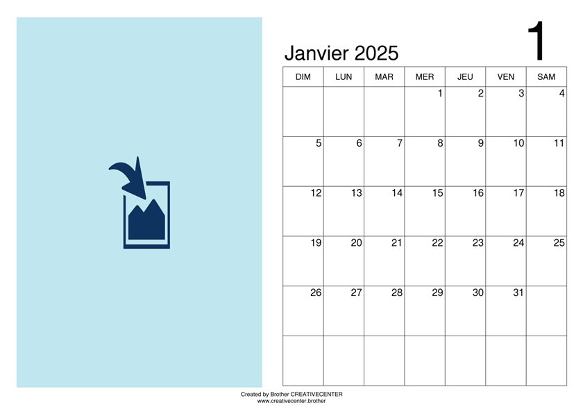 Calendrier imprimable gratuitement - Calendriers mensuels vierges paysage 2025 | Brother Creative Center