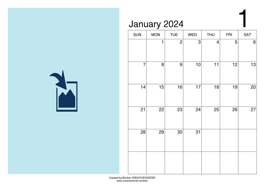 Printable Calendar for Free - Blank Monthly Calendar Landscape 2024 | Brother Creative Center