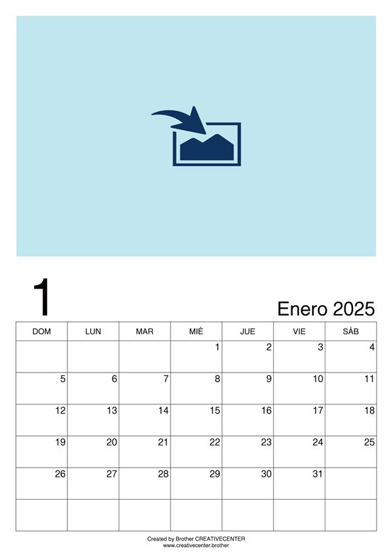 Calendarios imprimibles gratis - Calendarios mensuales blanco Retrato 2025 | Brother Creative Center