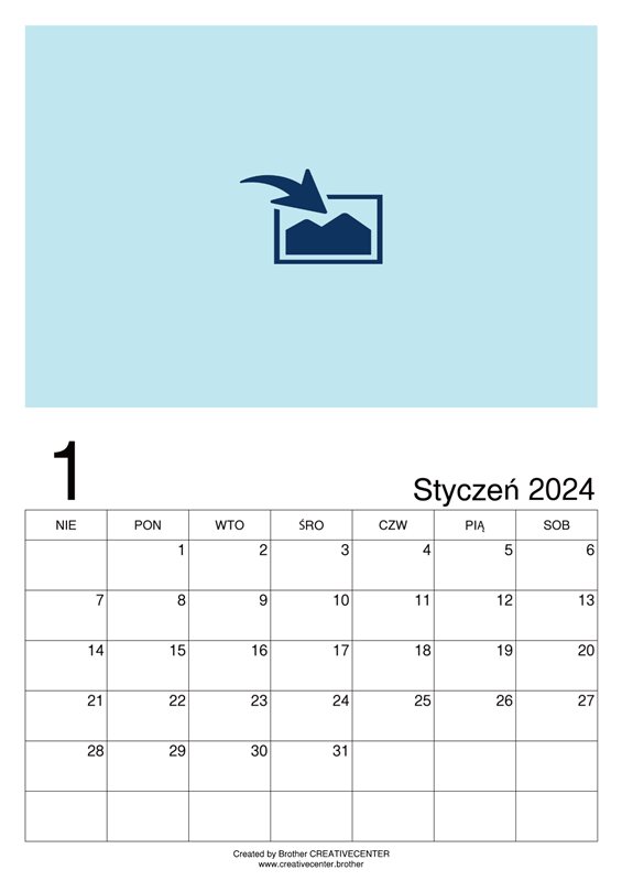 Bezpłatna kalendarze  - Pusty Kalendarz miesięczne portret 2024 | Brother Creative Center
