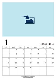 Calendarios imprimibles gratis - Calendarios mensuales blanco Retrato 2024 | Brother Creative Center