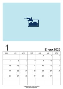 Calendarios imprimibles gratis - Calendarios mensuales blanco Retrato 2025 | Brother Creative Center