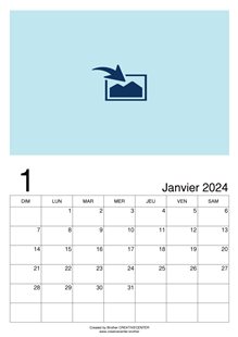 Calendrier imprimable gratuitement - Calendriers mensuels vierges portrait 2024 | Brother Creative Center