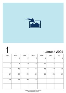 Gratis afdrukbare kalender  - Blanco Maandkalenders portret 2024 | Brother Creative Center