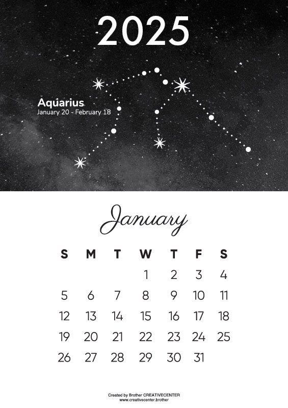 Free Printable Calendar - Celestial Symphony 2025 | Brother Creative Center