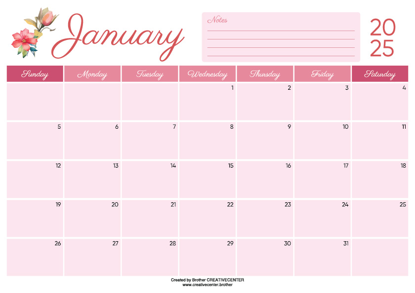 Free Printable Calendar - Chromatic Harmony 2025 | Brother Creative Center