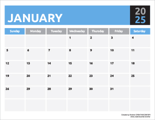 Printable Calendar for Free - Colour block 2024 | Brother Creative Center