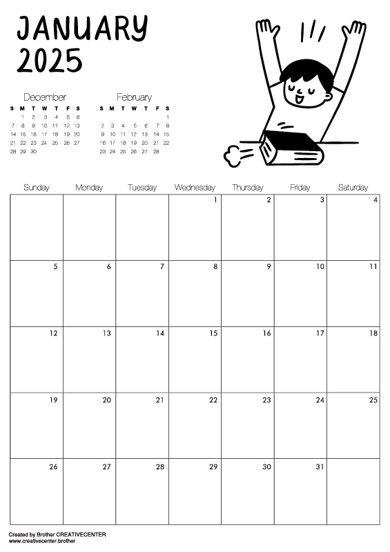 Free Printable Calendar - Creative Doodles 2025 | Brother Creative Center