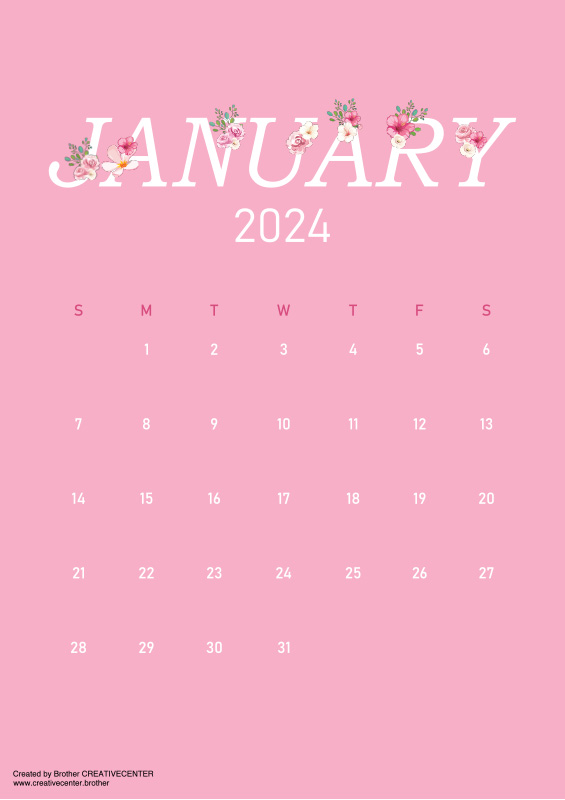 Free Printable Calendar - Floral verbiage 2024 | Brother Creative Center