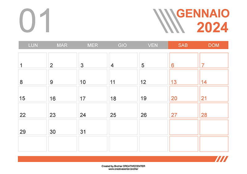 Calendari gratuiti da stampare - Linee grigie 2024 | Brother Creative Center