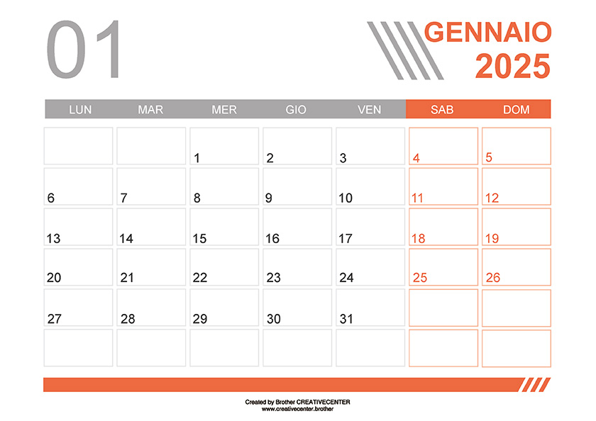 Calendari gratuiti da stampare - Linee grigie 2024 | Brother Creative Center