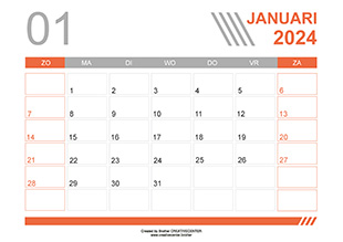 Gratis afdrukbare kalender  - Grijze lijnen 2024 | Brother Creative Center