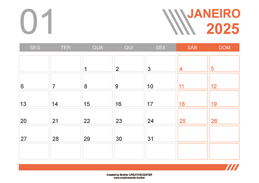 Calendários imprimíveis grátis - Linhas Cinzentas 2024 | Brother Creative Center