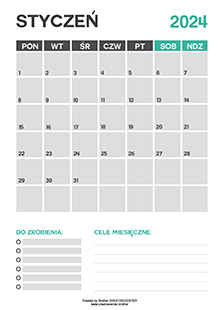 Bezpłatna kalendarze  - Szary 2024 | Brother Creative Center
