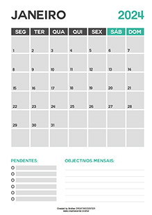 Calendários imprimíveis grátis - Cinza 2024 | Brother Creative Center
