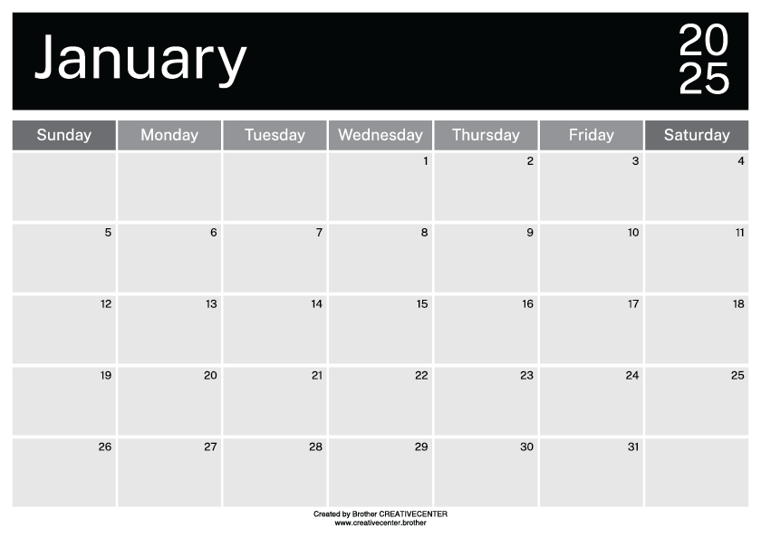 Free Printable Calendar - Mono Blocks 2025 | Brother Creative Center