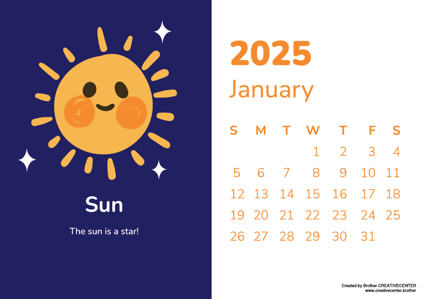 Kostenlose Kalender zum Ausdrucken - Universum 2025 | Brother Creative Center