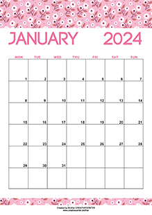 Printable Calendar for Free - Romantic Flowers 2024 | Brother Creative Center