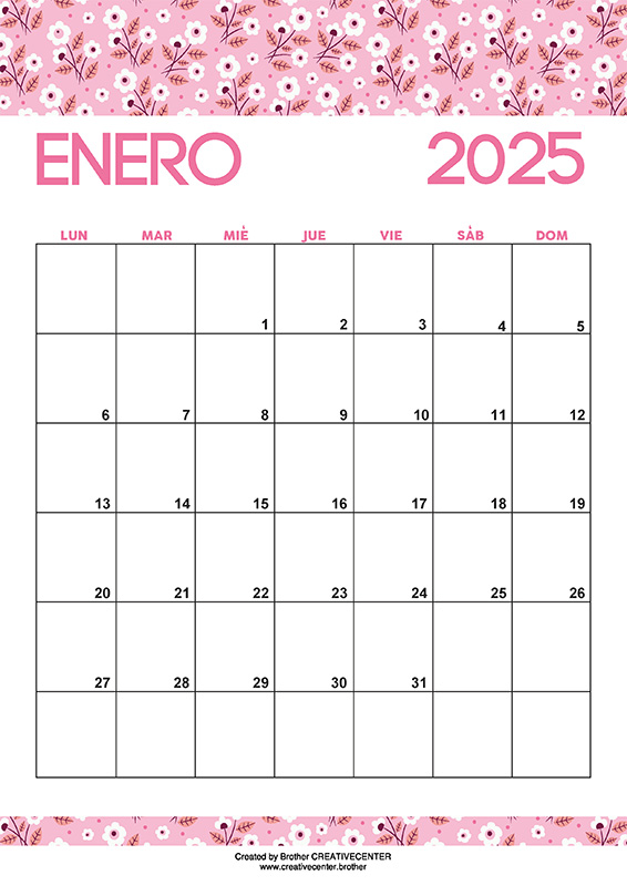 Calendarios imprimibles gratis - Flores Románticas 2024 | Brother Creative Center