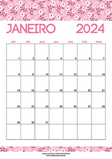 Calendários imprimíveis grátis - Flores românticas 2024 | Brother Creative Center