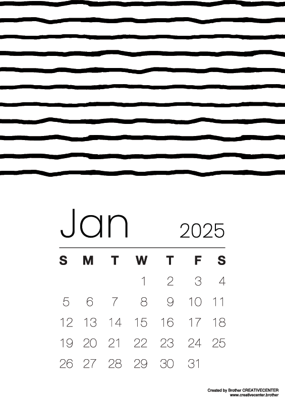 Free Printable Calendar - Simple Mono 2025 | Brother Creative Center
