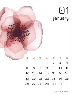 Kostenlose Kalender zum Ausdrucken - Sanfte Blumen 2024 | Brother Creative Center