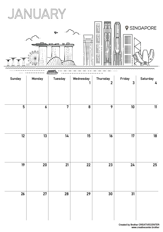 Kostenlose Kalender zum Ausdrucken - Städtische Traumlandschaft 2024 | Brother Creative Center