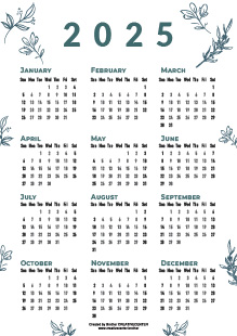 Free Printable Calendar - Aqua blossom 2024 | Brother Creative Center