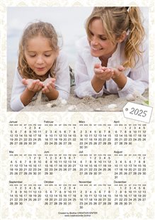 Kostenlose Kalender zum Ausdrucken - Beiges Damastmuster 2025 | Brother Creative Center
