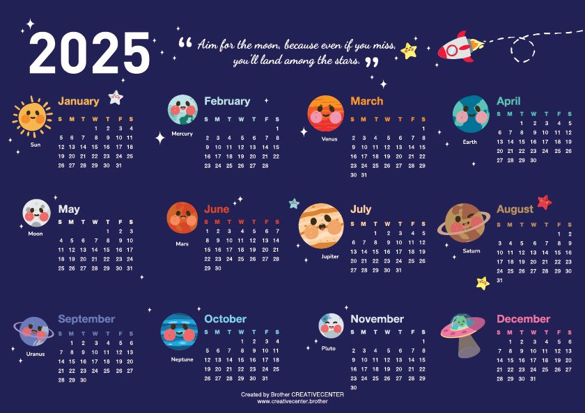 Calendarios imprimibles gratis - Más allá del horizonte 2025 | Brother Creative Center
